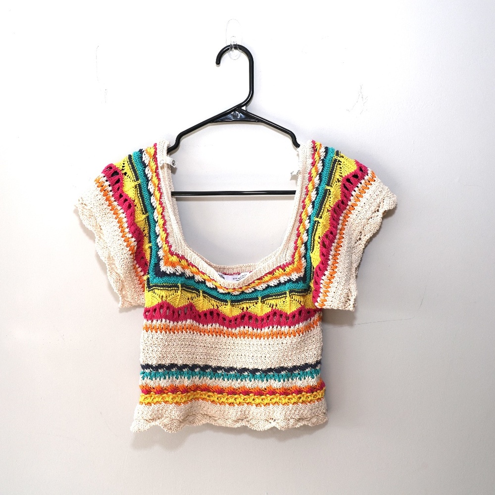 Zara Multicolor Crochet Knit Crop Top